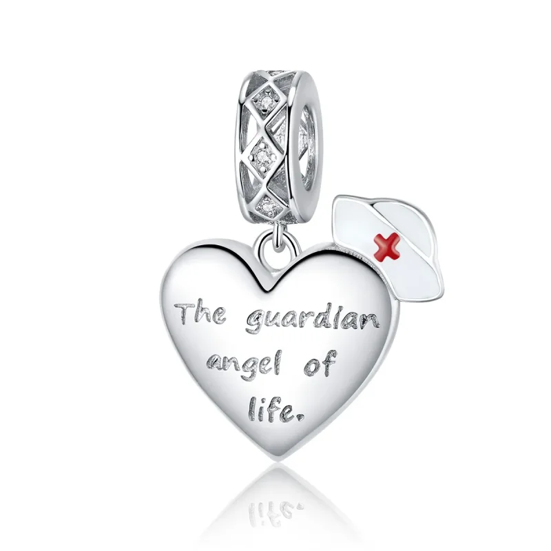 (image for) Pandora Style Silver Dangle Charm, The Guardian Angel of Life, Red Enamel - BSC307 - Product Image