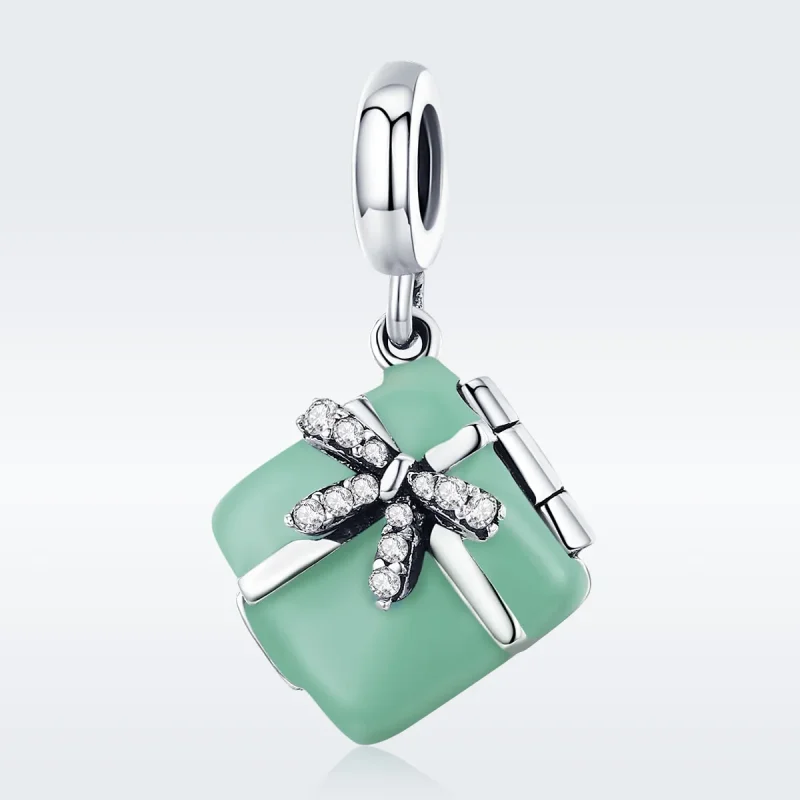 (image for) Pandora Style Silver Dangle Charm, The Surprise of Love, Green Enamel - SCC663 - View 2