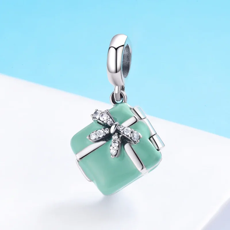 (image for) Pandora Style Silver Dangle Charm, The Surprise of Love, Green Enamel - SCC663 - View 3