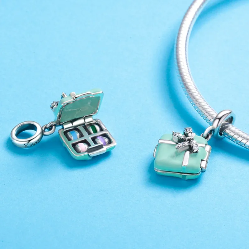 (image for) Pandora Style Silver Dangle Charm, The Surprise of Love, Green Enamel - SCC663 - View 6