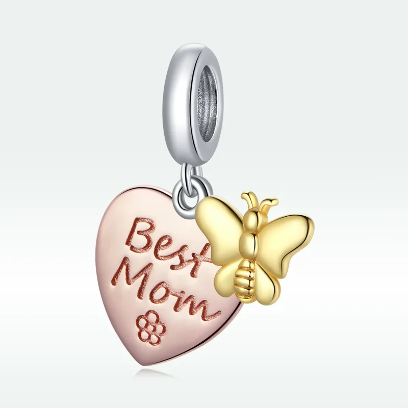 (image for) Pandora Style Tri-tone Bangle Charm, Bicolor Best Mom - SCC1792 - View 5