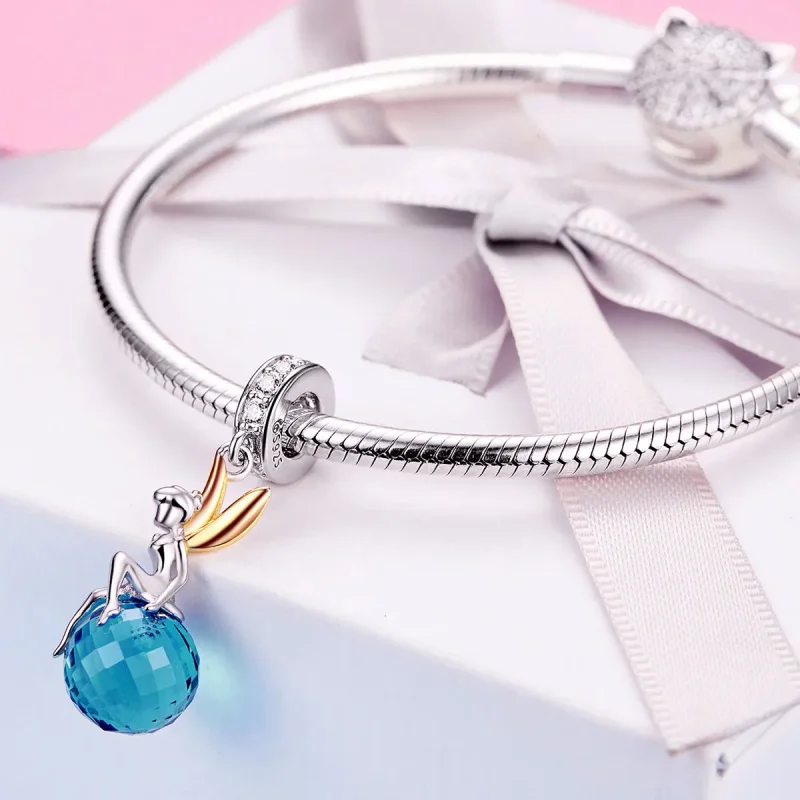 (image for) Pandora Style Tri-tone Bangle Charm, Bicolor Elf Planet - BSC056 - View 4