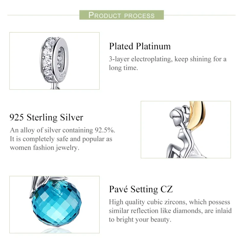 (image for) Pandora Style Tri-tone Bangle Charm, Bicolor Elf Planet - BSC056 - View 7