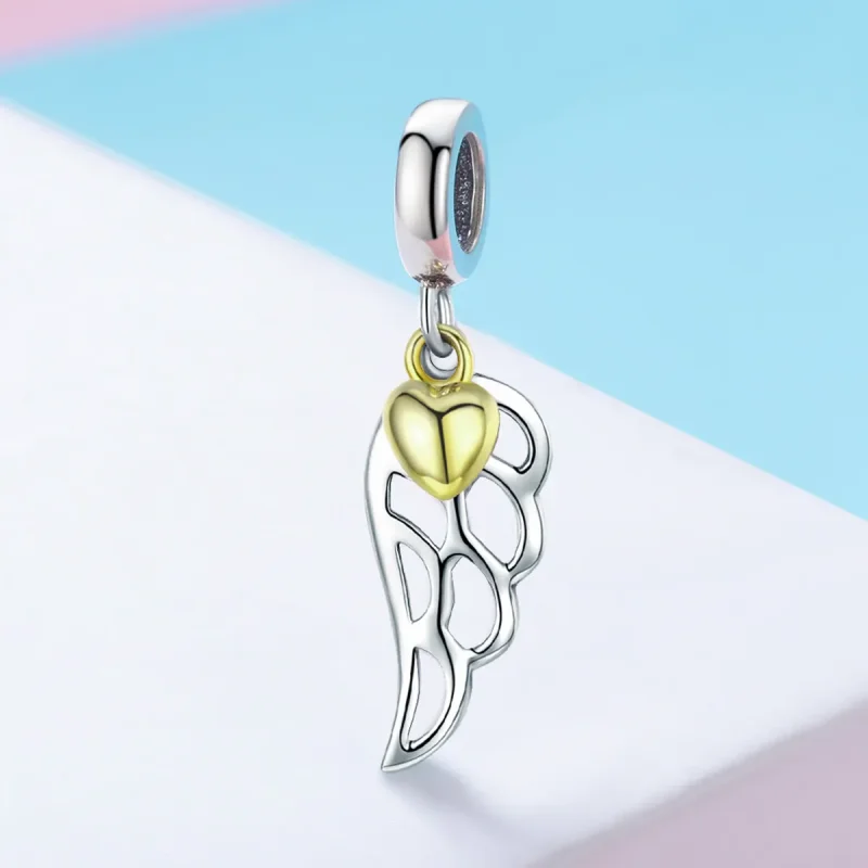 (image for) Pandora Style Tri-tone Bangle Charm, Bicolor Elf Wings - SCC838 - View 2