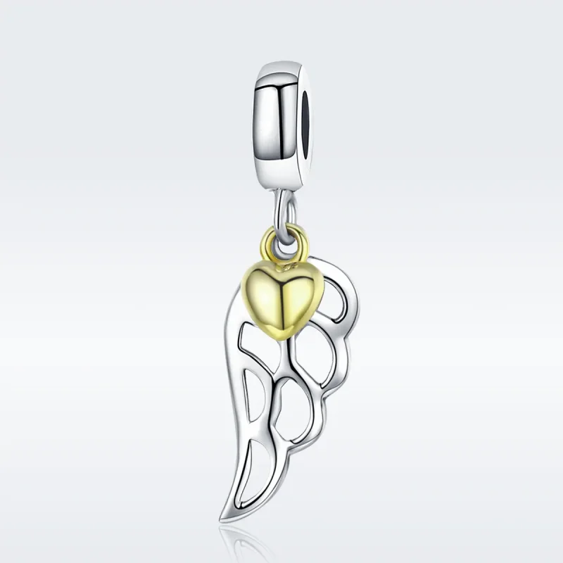 (image for) Pandora Style Tri-tone Bangle Charm, Bicolor Elf Wings - SCC838 - View 3