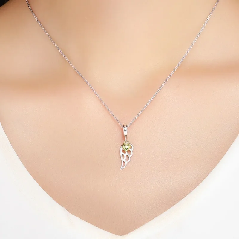 (image for) Pandora Style Tri-tone Bangle Charm, Bicolor Elf Wings - SCC838 - View 5