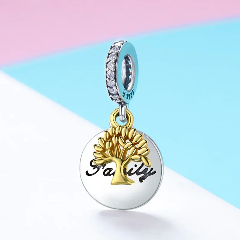 (image for) Pandora Style Tri-tone Bangle Charm, Bicolor Vintage Life Tree - SCC816 - View 2