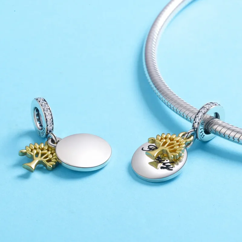 (image for) Pandora Style Tri-tone Bangle Charm, Bicolor Vintage Life Tree - SCC816 - View 3