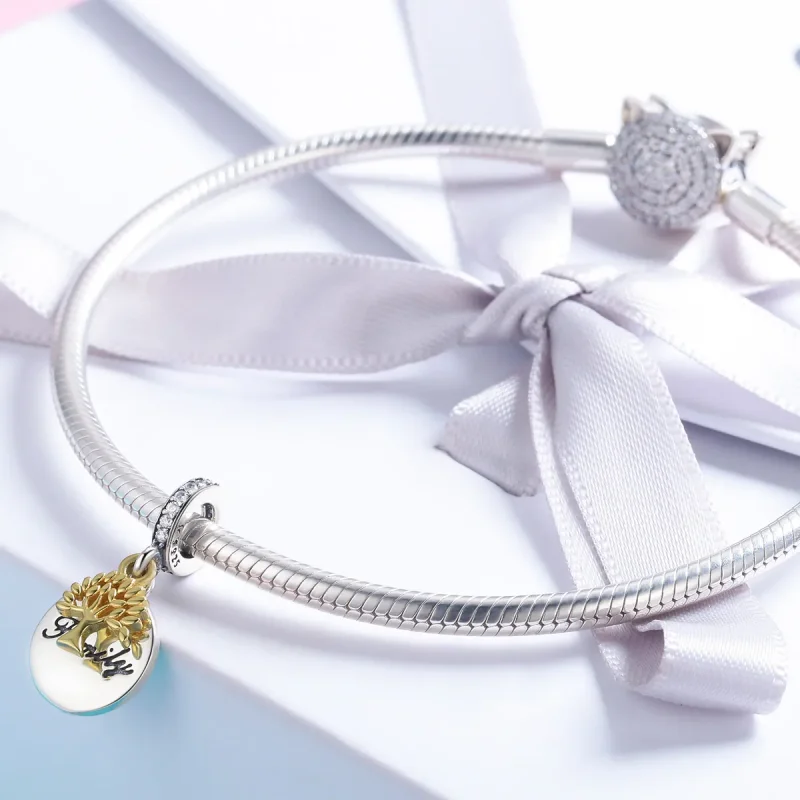 (image for) Pandora Style Tri-tone Bangle Charm, Bicolor Vintage Life Tree - SCC816 - View 4