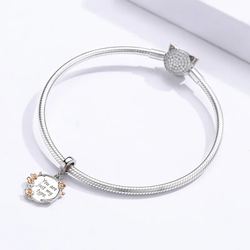 (image for) Pandora Style Tri-tone Bangle Charm, Bicolor You Are Just My Type - BSC147 - View 3