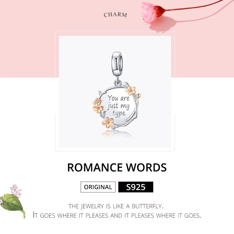 (image for) Pandora Style Tri-tone Bangle Charm, Bicolor You Are Just My Type - BSC147 - View 6