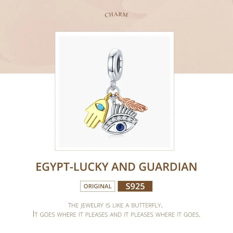 (image for) Pandora Style Tri-tone Bangle Charm, Egypt - Lucky Guardian - SCC1860 - View 5
