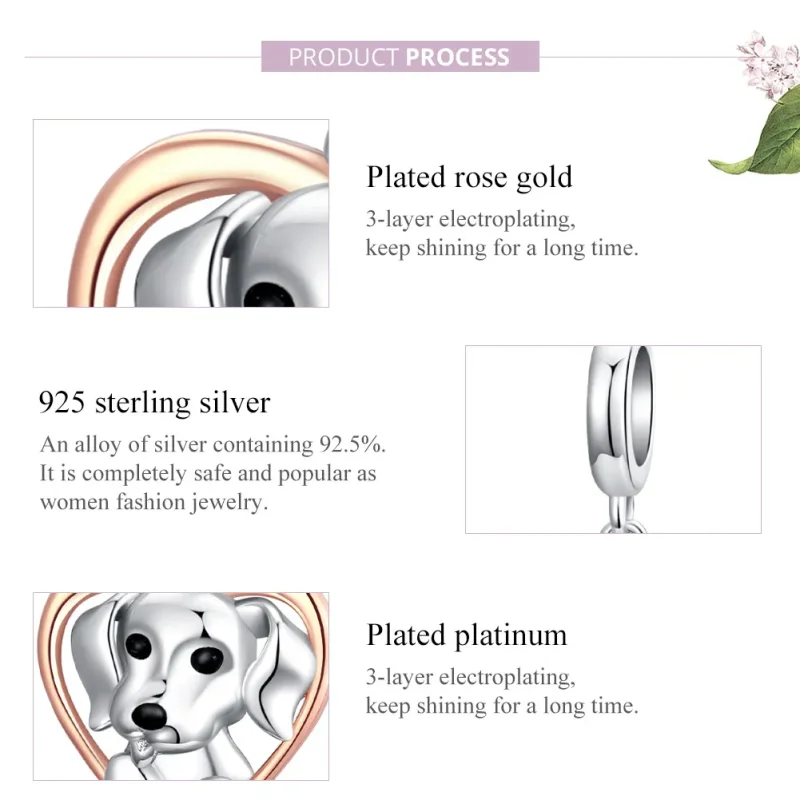 (image for) Pandora Style Two Tone Dangle Charm, Bicolor Labrador Puppy, Black Enamel - SCC1 - View 8