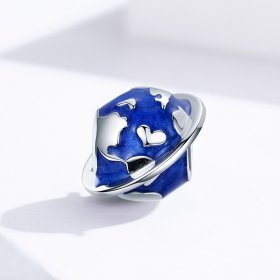 Pandora Style Silver Charm, My Amazing Earth, Blue Enamel - BSC162