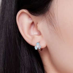 Pandora-inspired Blue Iris Hoops Earrings - BSE843