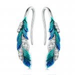 PANDORA Style Dazzling Blue Feather Drop Earrings - BSE707