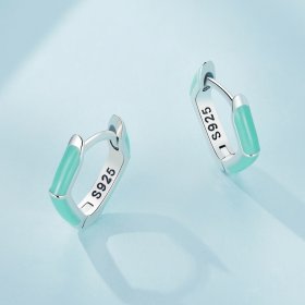 Pandora Style Blue Diamond Hoop Earrings - SCE1569-GN