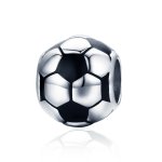 Pandora Style Silver Charm, Football Passion, Black Enamel - SCC666