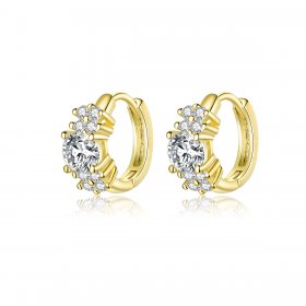 Silver & Gold-Plated Romantic Shine Hoop Earrings - PANDORA Style - SCE485-B
