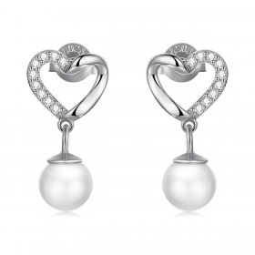 PANDORA Style Love Shell Beads-Elegant Stud Earrings - BSE552