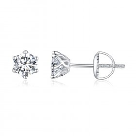 Pandora Style 0.5 Carat Four Claw Moissanite Stud Earrings - MSE004-S