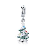 Pandora Style Silver Dangle Charm, Xmas Tree, Multicolor Enamel - SCC1356