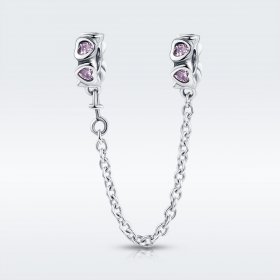 Pandora Style Silver Safety Chain Charm, Fragrant Heart - SCC562