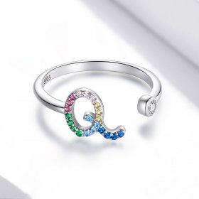 PANDORA Style Colorful Letter-Q Open Ring - SCR723-Q