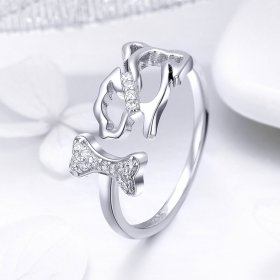 Silver Dog's Company Ring - PANDORA Style - SCR416