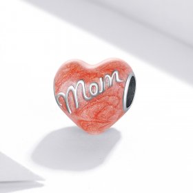 Pandora Style Silver Charm, In Memory of Mom, Red Enamel - SCC1793