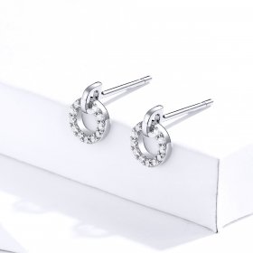Pandora Style Silver Stud Earrings, Small Circle - SCE767