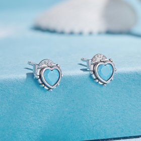Pandora Style Heart-Shaped Stud Earrings - SCE1592