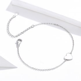 Silver Loved Heart Chain Slider Bracelet - PANDORA Style - SCB161