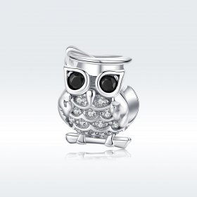 Pandora Style Silver Charm, Owl - BSC124