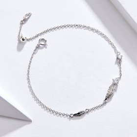 Silver Feather Chain Slider Bracelet - PANDORA Style - SCB133