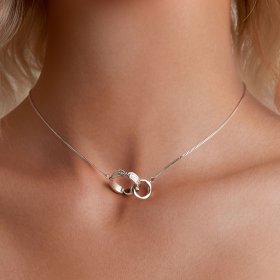 Pandora Style Mobius Double Ring Necklace - BSN362