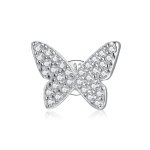 Pandora Style Silver Stud Earrings, Single Butterfly - SCE1068