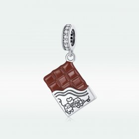 Pandora Style Silver Dangle Charm, Chocolate Love, Brown Enamel - SCC1782