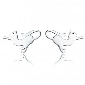 Silver Playing Kitty Stud Earrings - PANDORA Style - SCE366