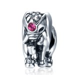 Pandora Style Spacer Charm, Cute Baby Elephant, Magenta Pink Enamel - SCC321