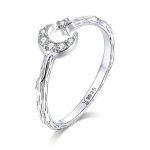 Pandora Style Silver Open Ring, Vintage Star Moon - SCR638