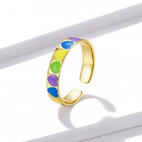 PANDORA Style Colorful Hearts Open Ring - BSR222