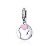 Pandora Compatible Silver Happy Kitty Dangle Charm - SCC1140