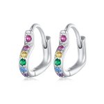Pandora Style Rainbow Heart Hoop Earrings - SCE1626-CF
