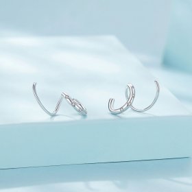 Pandora-inspired Double Hoop Stud Earrings - SCE1652