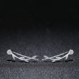 Silver Shinning Leaves Stud Earrings - PANDORA Style - SCE266