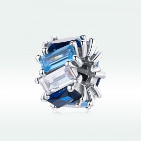 Pandora Style Silver Spacer Charm, Blue Square - SCC1806