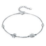 Silver Moon Sun and Stars Chain Slider Bracelet - PANDORA Style - SCB081