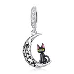 PANDORA Style Moon Black Cat Dangle Charm - SCC2218