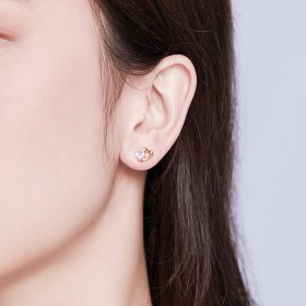 Rose Gold Palpitation Stud Earrings - PANDORA Style - SCE090-C